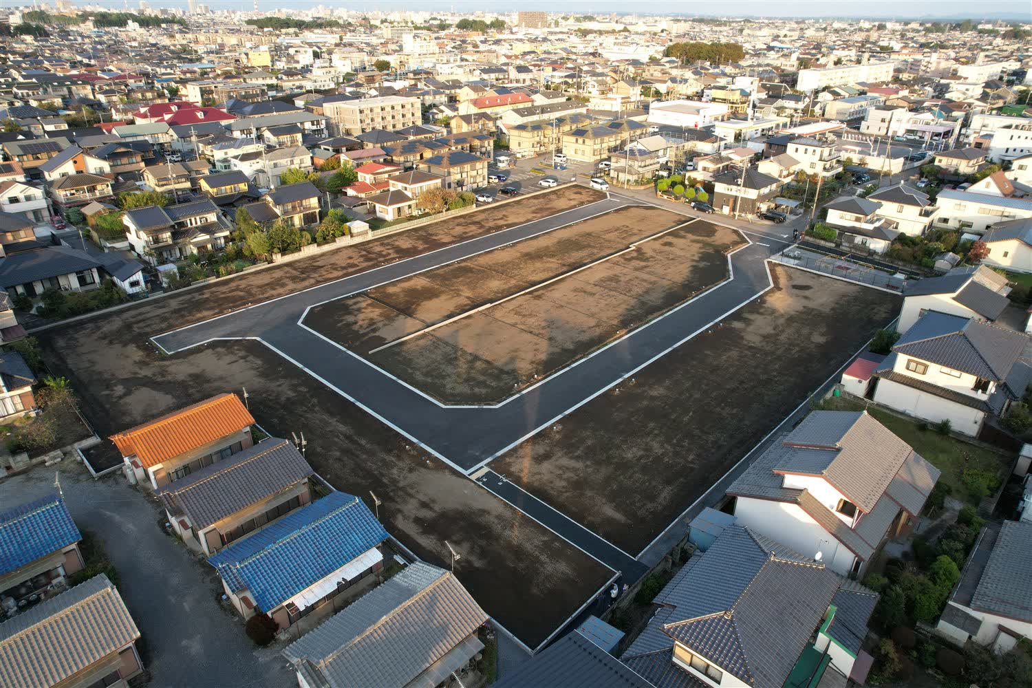 解体から造成まで一貫対応した宇都宮の分譲地の空撮